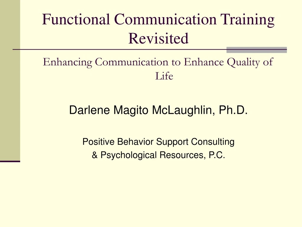 functional communication training revisited