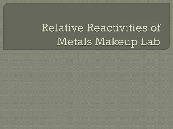 Relative Reactivities of Metals Makeup Lab