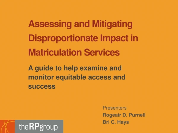 Assessing and Mitigating Disproportionate Impact in Matriculation Services