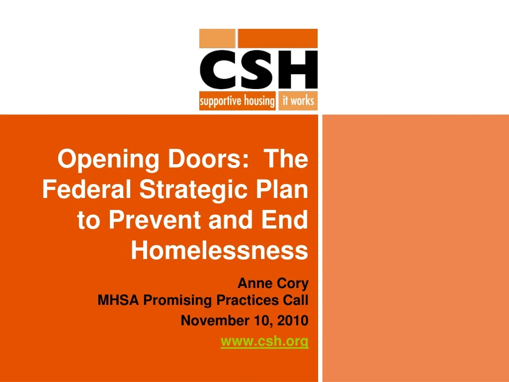 opening doors the federal strategic plan to prevent and end homelessness