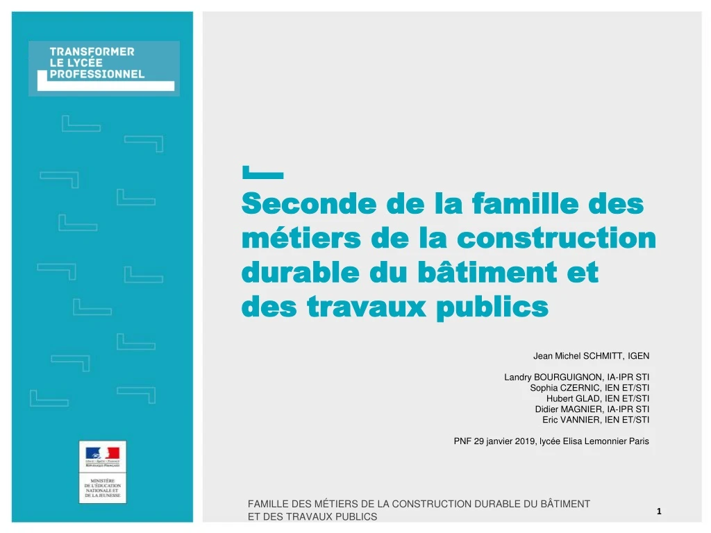 seconde de la famille des m tiers de la construction durable du b timent et des travaux publics