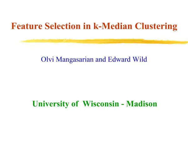 Feature Selection in k-Median Clustering