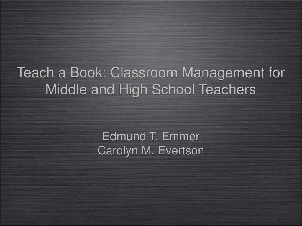 teach a book classroom management for middle