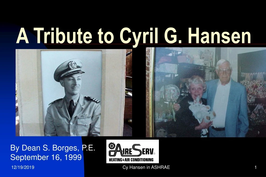 a tribute to cyril g hansen