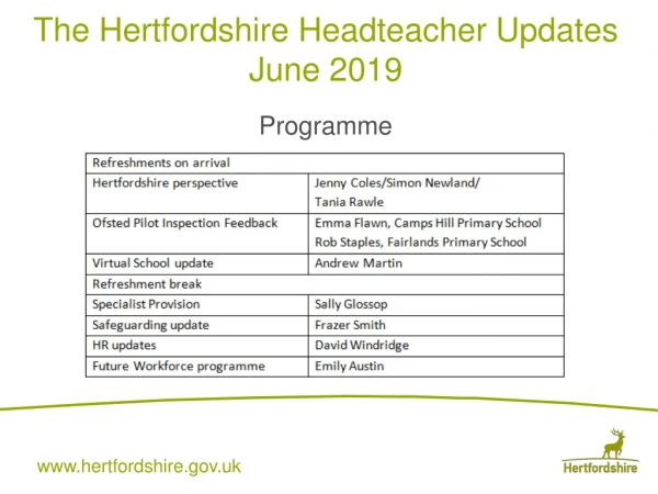 The Hertfordshire  Headteacher  Updates June 2019