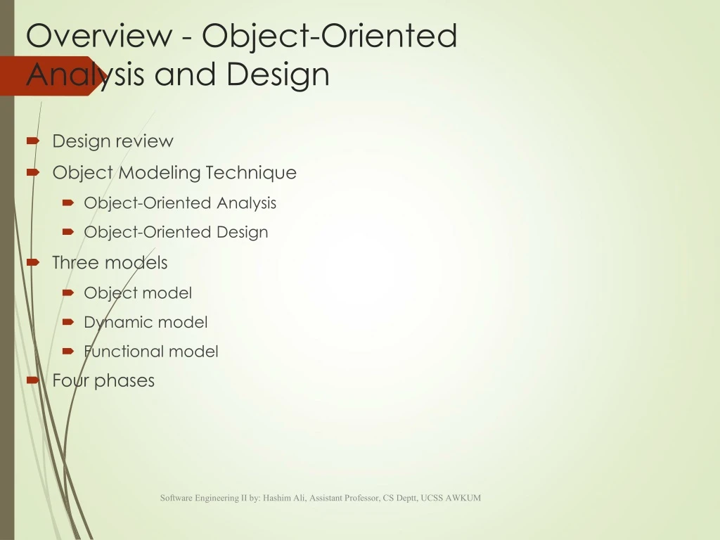 overview object oriented analysis and design