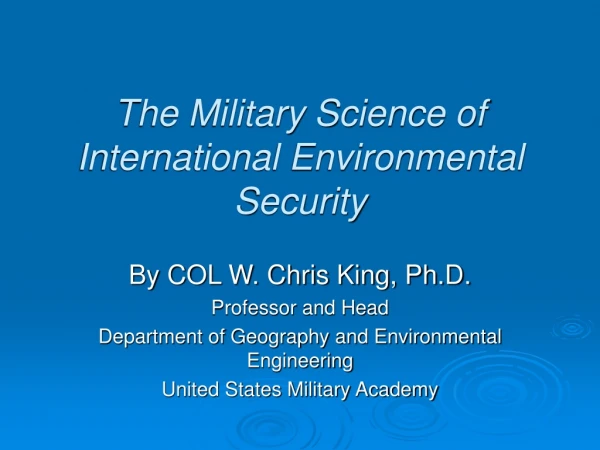 The Military Science of International Environmental Security