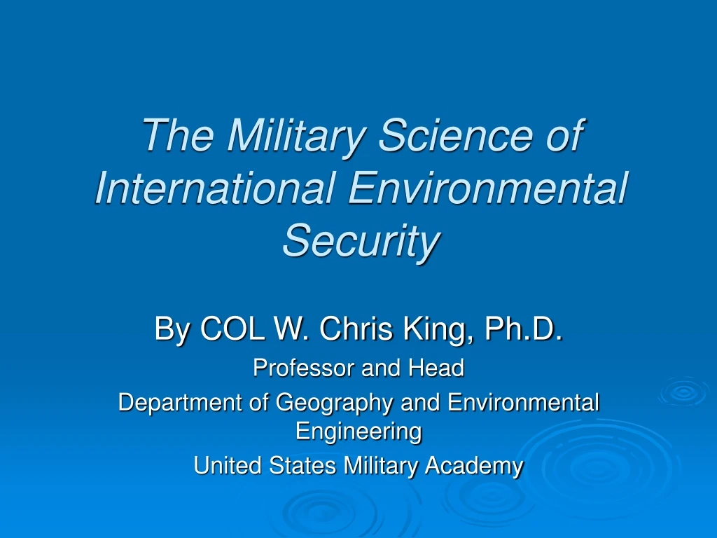 the military science of international environmental security