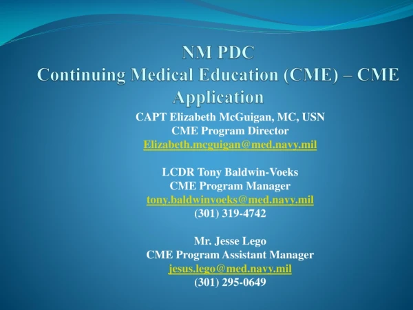 NM PDC Continuing Medical Education (CME) – CME Application