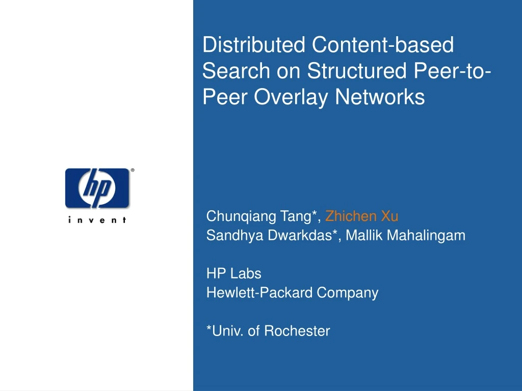 distributed content based search on structured peer to peer overlay networks