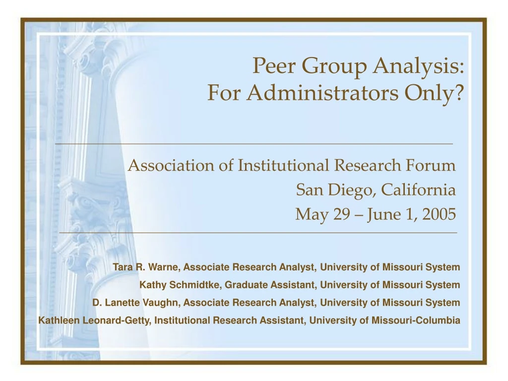 peer group analysis for administrators only