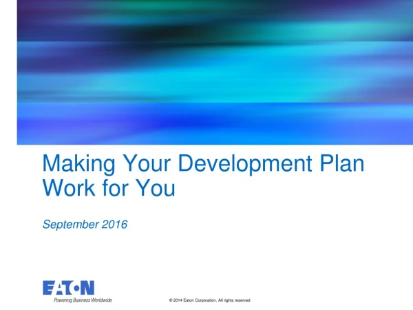 Making Your Development Plan Work for You September 2016