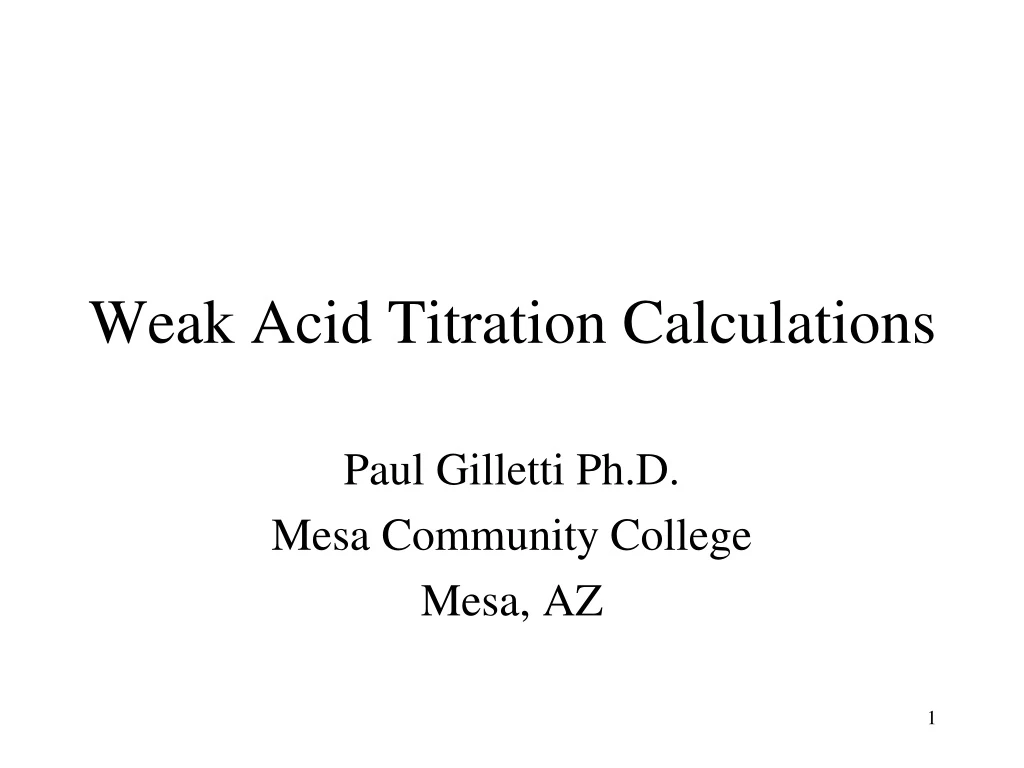 weak acid titration calculations