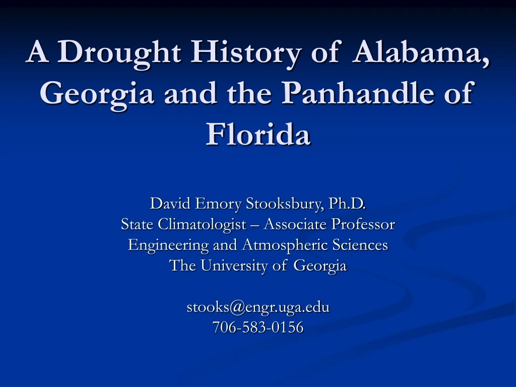 a drought history of alabama georgia and the panhandle of florida