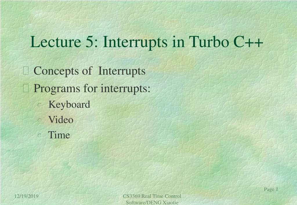 lecture 5 interrupts in turbo c