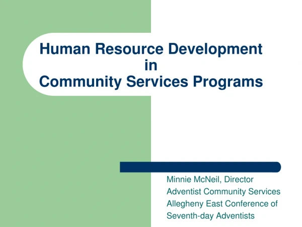 Human Resource Development  in Community Services Programs