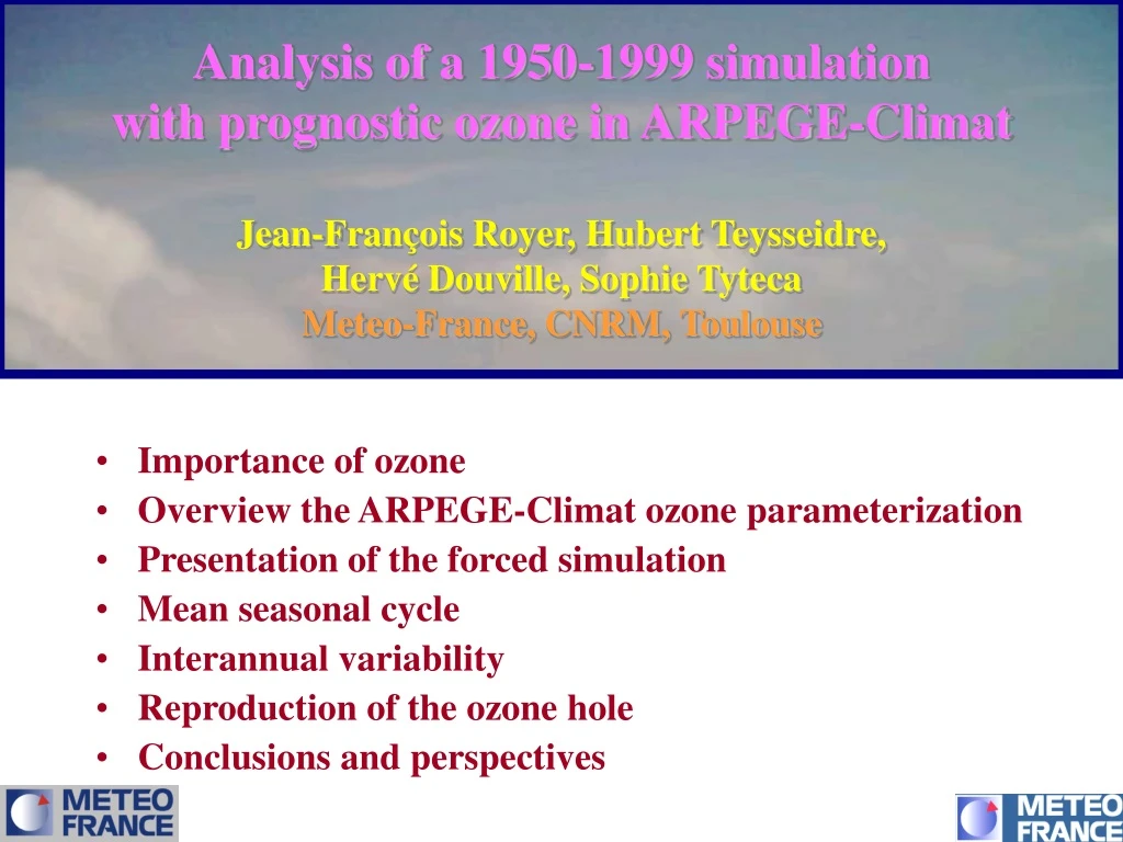 analysis of a 1950 1999 simulation with