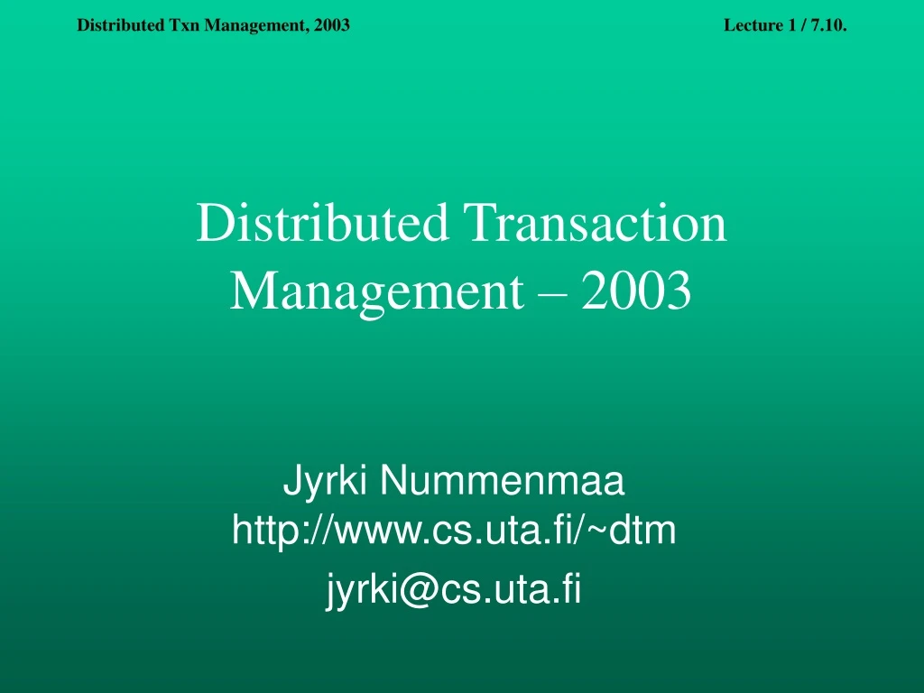 distributed transaction management 2003