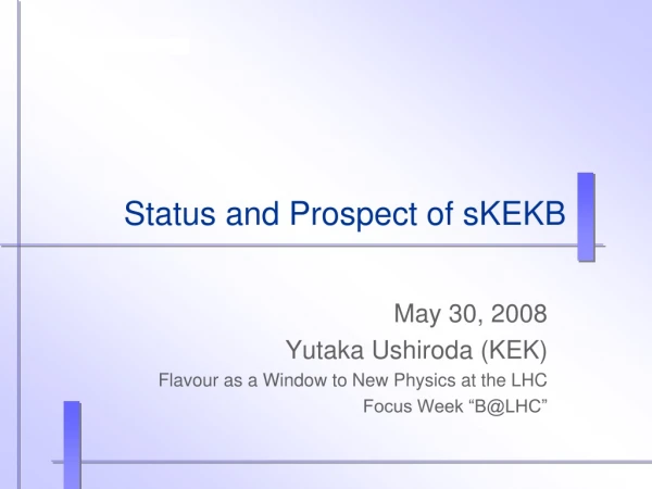 Status and Prospect of sKEKB