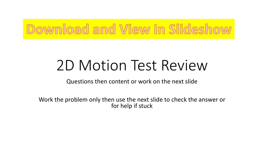 2d motion test review