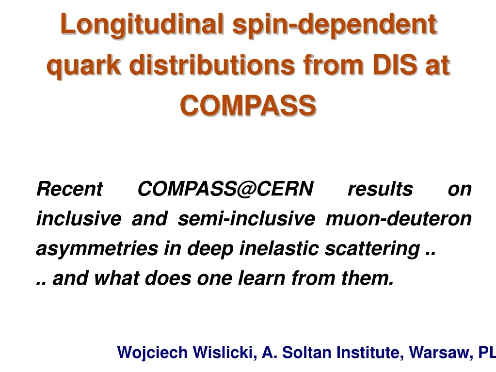 longitudinal spin dependent quark distributions from dis at compass