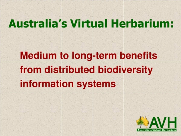 Australia’s Virtual Herbarium: