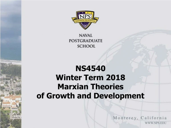 NS4540 Winter Term 2018 Marxian Theories  of Growth and Development