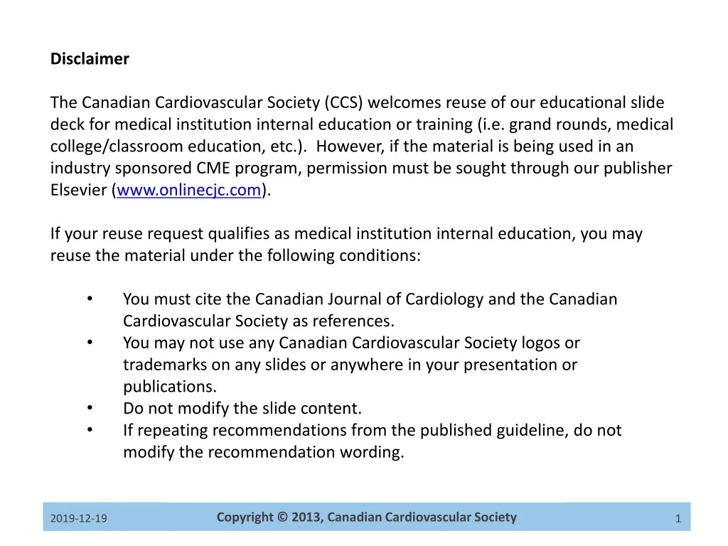 disclaimer the canadian cardiovascular society