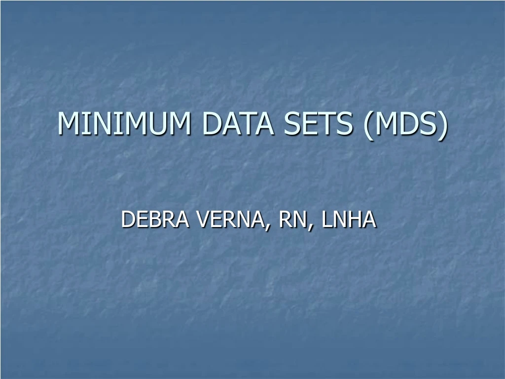 minimum data sets mds