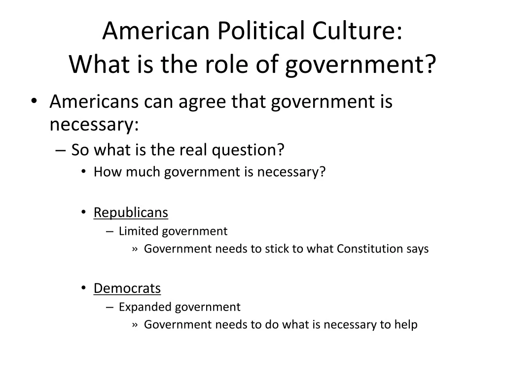 american political culture what is the role of government