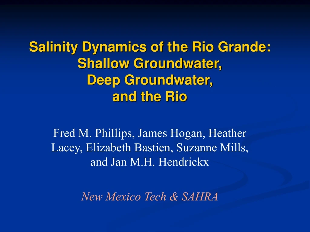 salinity dynamics of the rio grande shallow groundwater deep groundwater and the rio