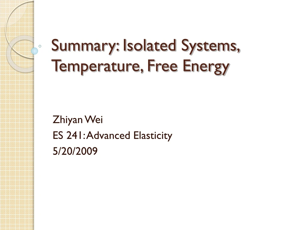 summary isolated systems temperature free energy