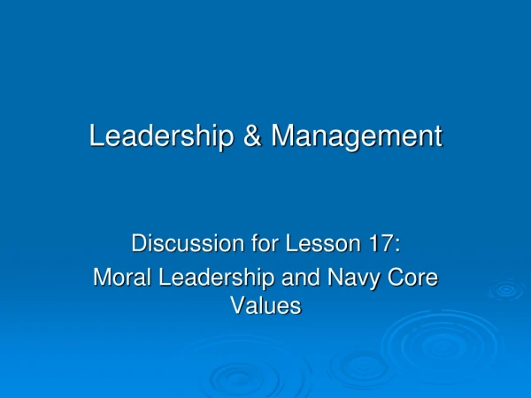 Leadership &amp; Management