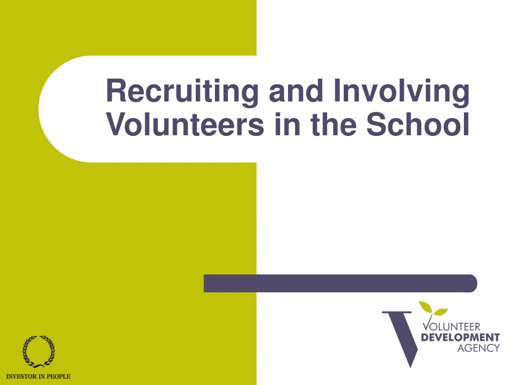 recruiting and involving volunteers in the school