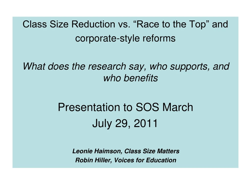 class size reduction vs race