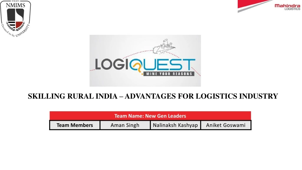 skilling rural india advantages for logistics