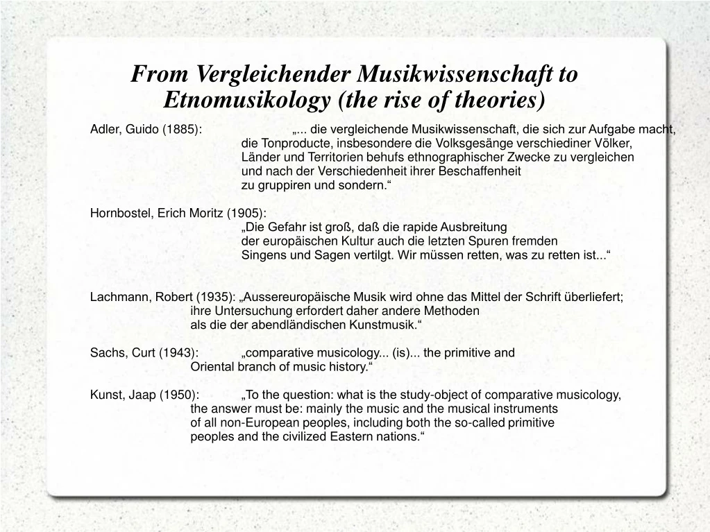 from vergleichender musikwissenschaft to etnomusikology the rise of theories