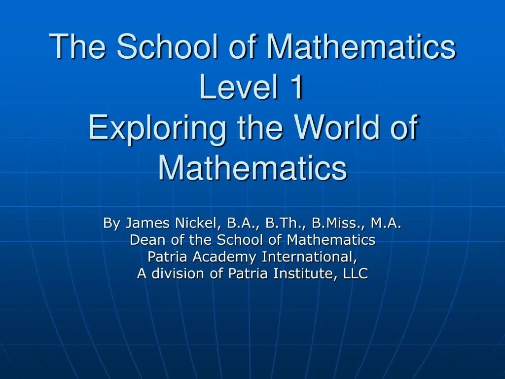 the school of mathematics level 1 exploring the world of mathematics