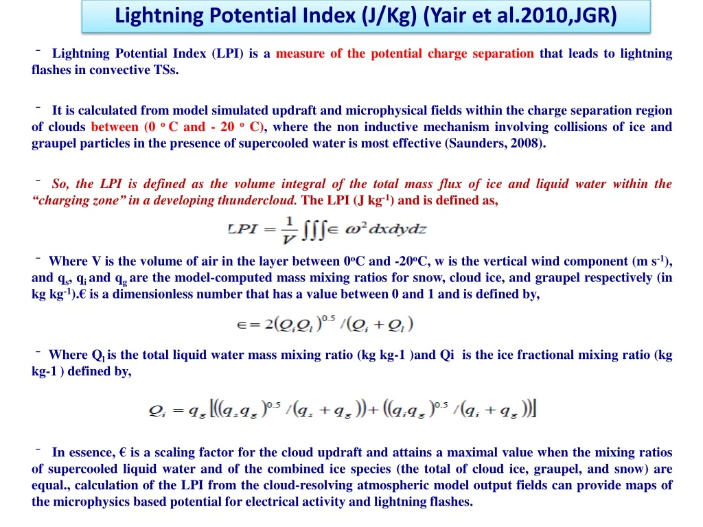 lightning potential index j kg yair et al 2010 jgr