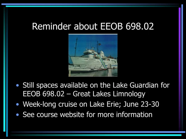 Reminder about EEOB 698.02