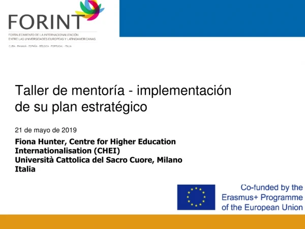 Taller de mentoría - implementación de su plan estratégico 21 de mayo de 2019