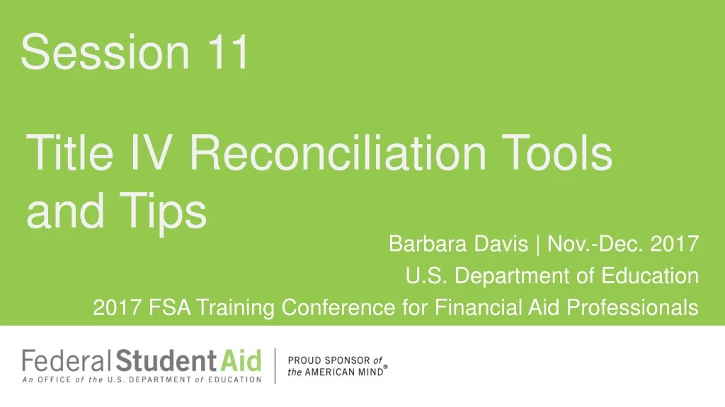 title iv reconciliation tools and tips