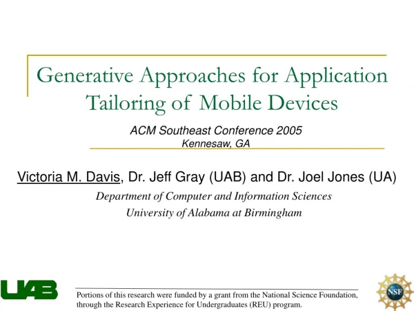 Generative Approaches for Application Tailoring of Mobile Devices