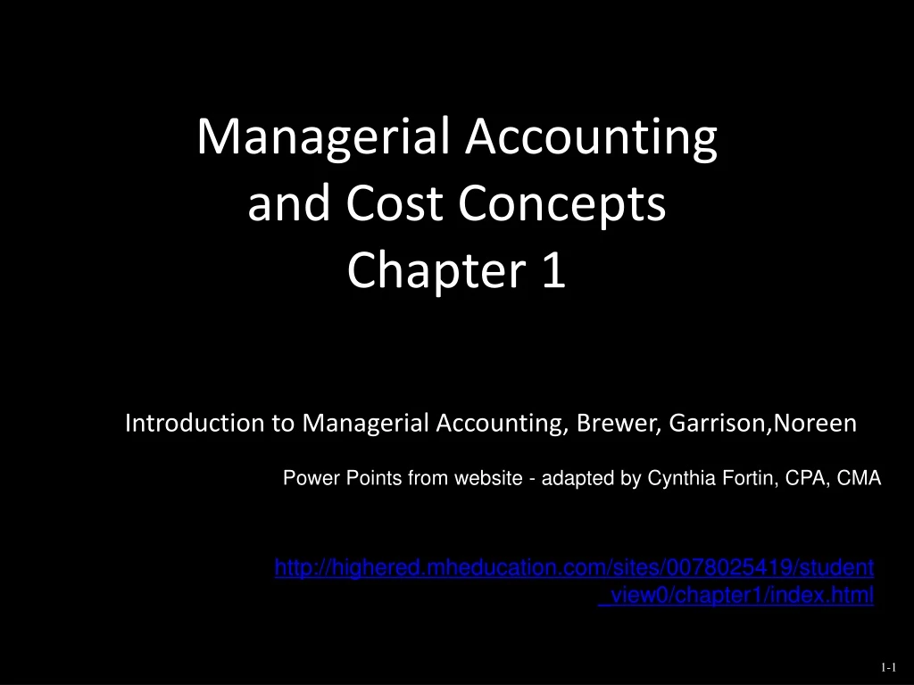 managerial accounting and cost concepts chapter 1
