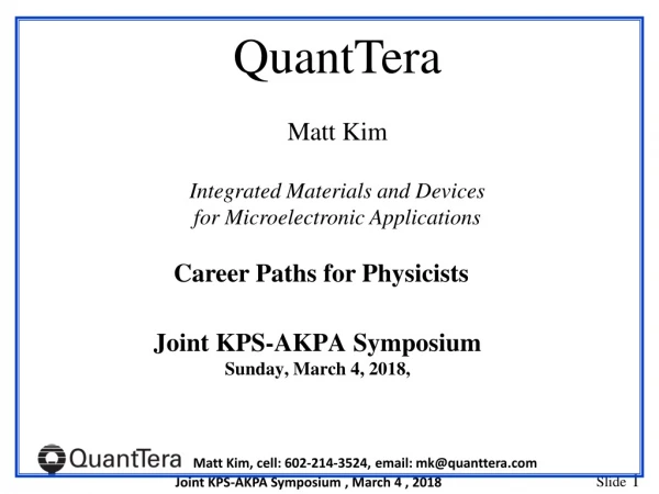 Joint KPS-AKPA Symposium  Sunday, March 4, 2018,