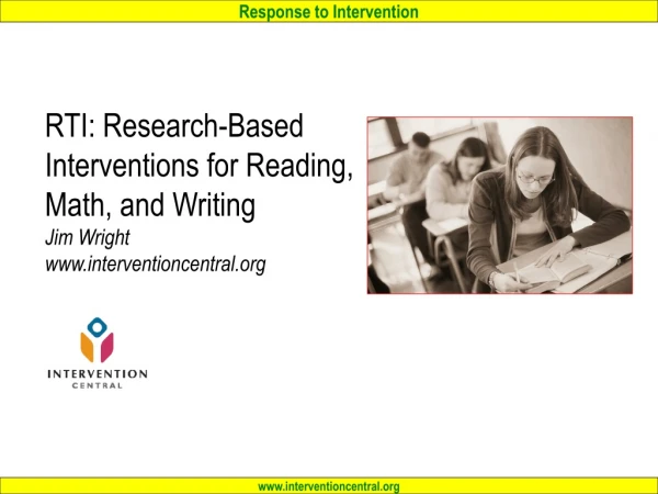 RIT Academic Interventions: Workshop Agenda