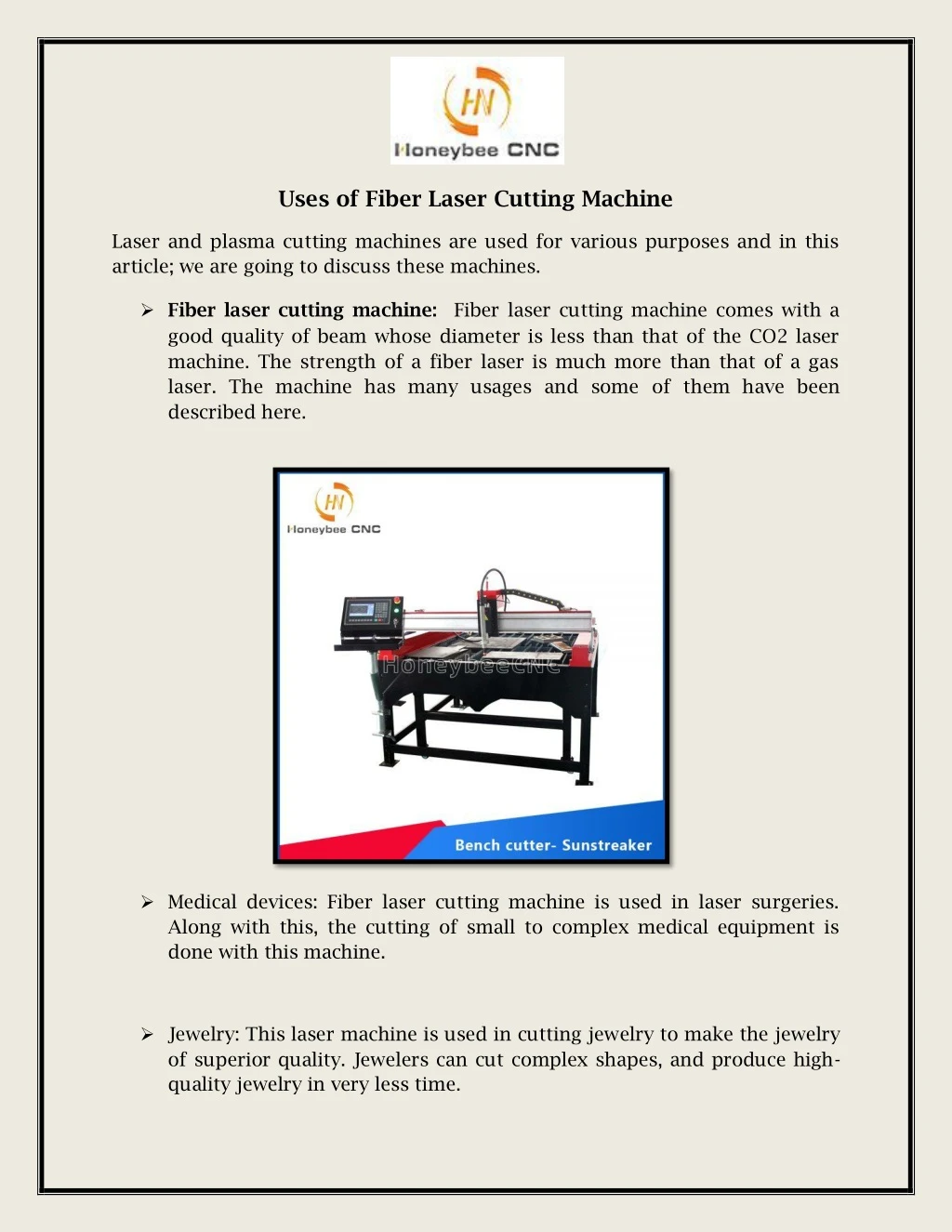 uses of fiber laser cutting machine