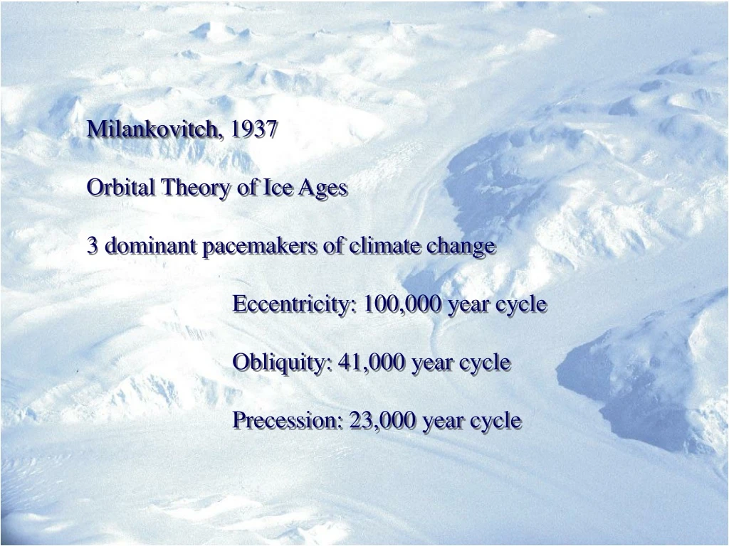 milankovitch 1937 orbital theory of ice ages