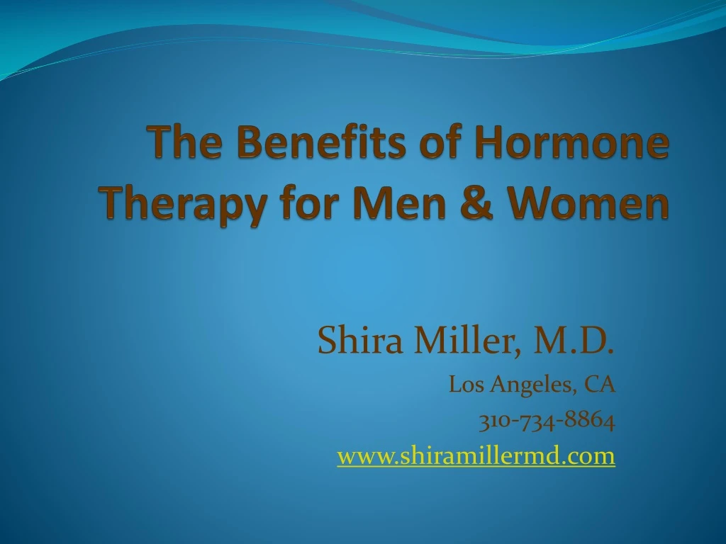 the benefits of hormone therapy for men women