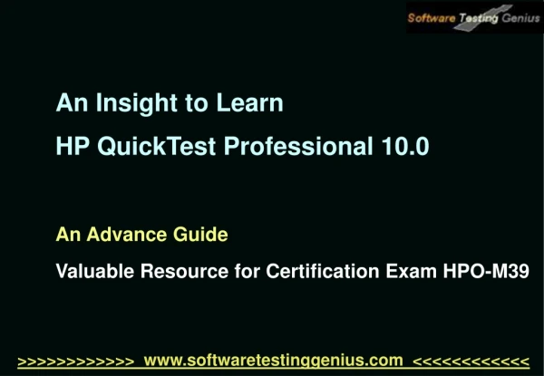 An Insight to Learn HP QuickTest Professional 10.0